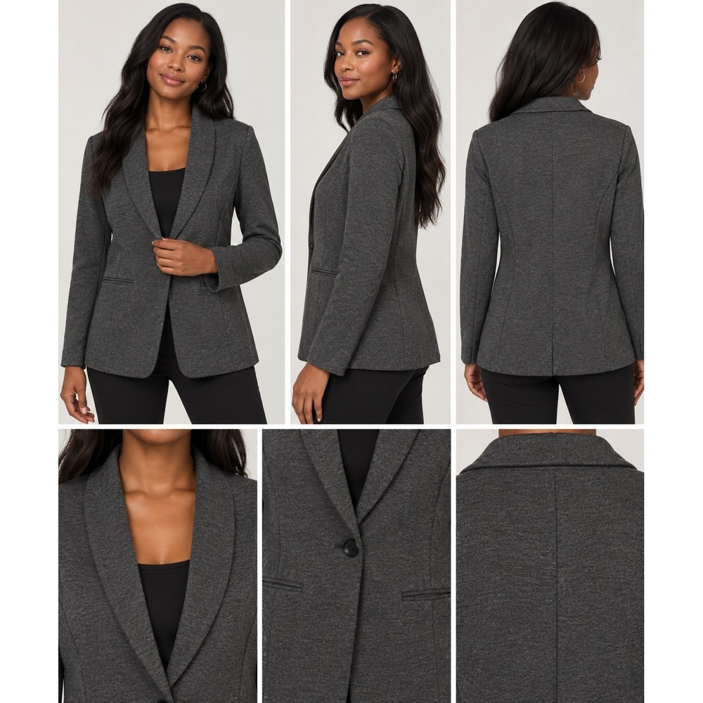 Apt. 9 Ponte Stretch Knit Jacket Women Medium Dark Heather Grey NWT Blazer